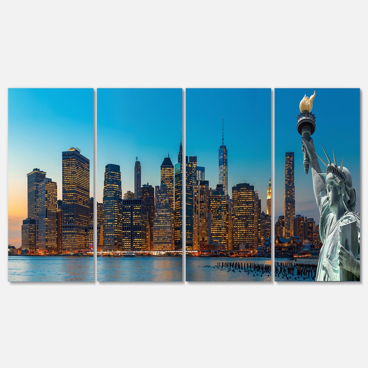 Designart - Evening New York City Skyline Panorama - Extra Large Canvas Art Print